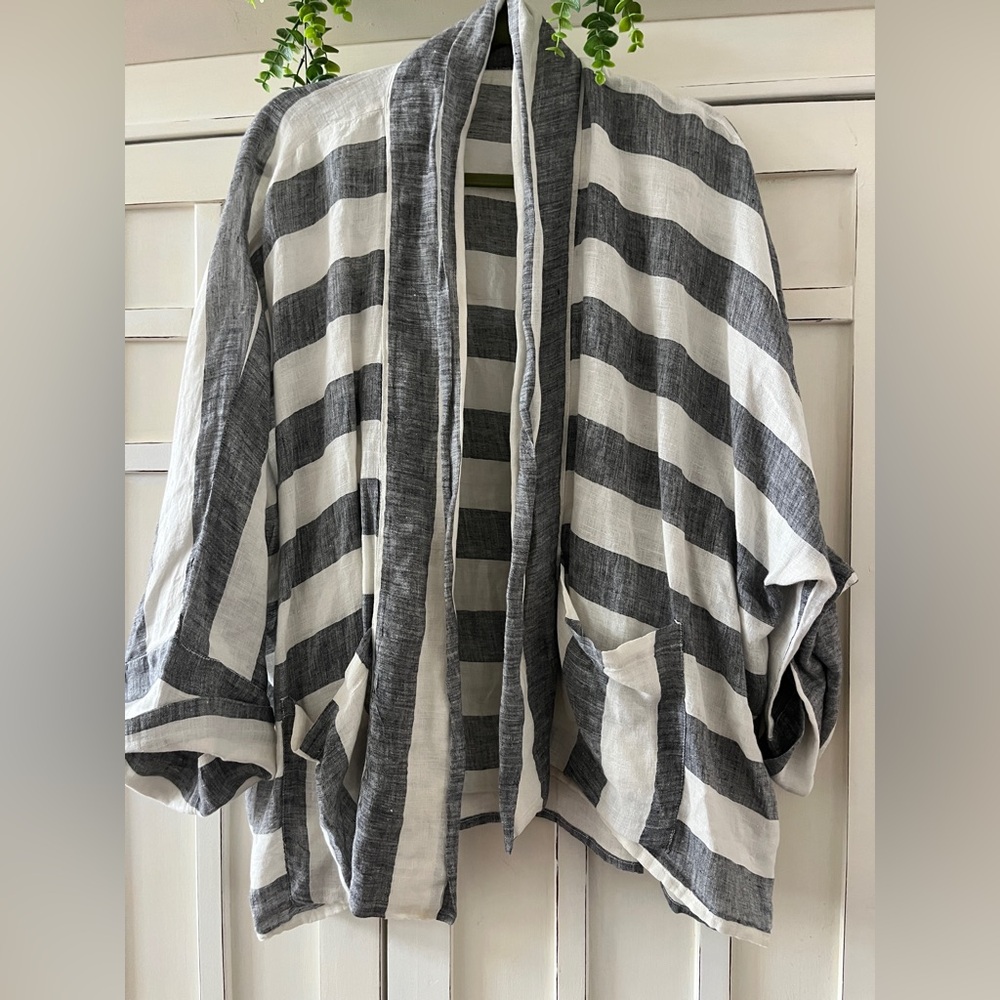 La BOTTEGA DI BRUNELLA LINEN STRIPE JACKET BOXEY SHAPED EXCELLENT CONDITION O/S
